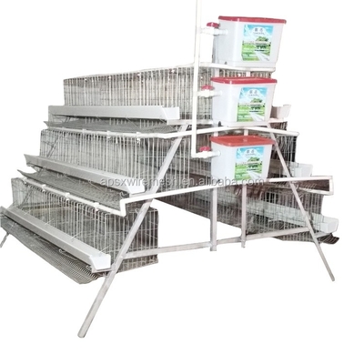 Couche de ventilation latérale Cage de poulet pour élimination manuelle du fumier Capacité 96-160 poulets
