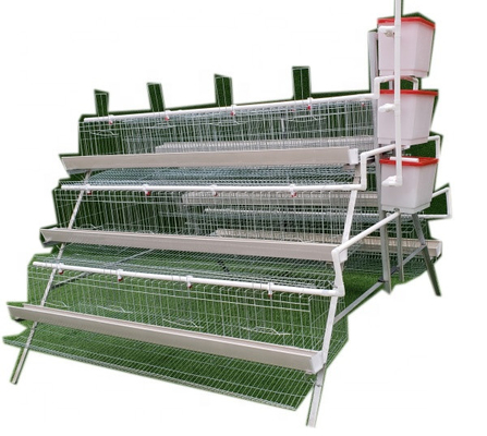 Q235 160 ferme de cage de couche de rangée des poulets 4 soulevant la cage de batterie de couche d'oeufs de poules