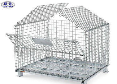 Cages de palette de grillage de transport, cages en acier soudées de stockage de maille avec la couverture