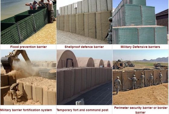 Barrières remplies de sable de 1 x 1 x 1 Galfan de bastion protectrice militaire