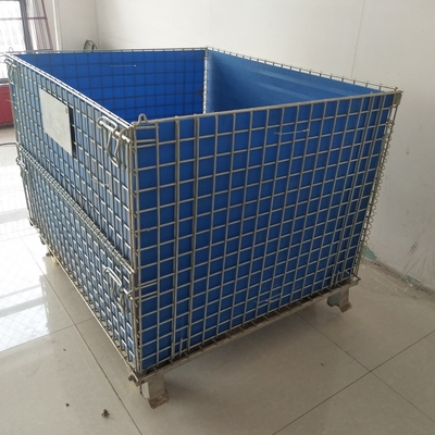 Container en fil de fer pliable en bouteille euro galvanisée OEM 1200*1000*890 Container en fil de maillage Cage de stockage empilable