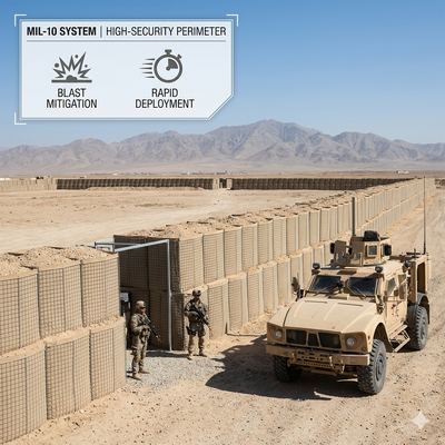 Hot Dipped MIL-10 Secure Perimeter Sand Filled Barriers Defense Bastion