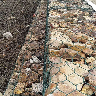 Gris 2x1x1m Gabion Mesh Basket 6x8 de PVC pour la pierre