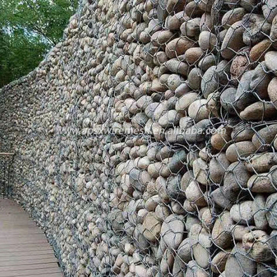 Le mur de soutènement utilisant le PVC a enduit la boîte de Gabion galvanisée à chaud