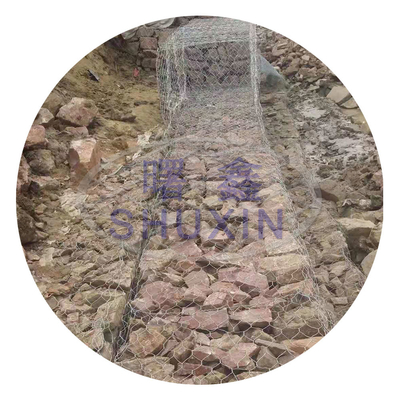 Panier de Gabion tordu galvanisé à chaud hexagonal par trois pour le projet de protection de rivière