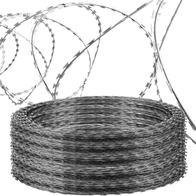 Concertina en acier inoxydable à déformation plate croisée BTO-22 Razor Barbed Wire Fence pour clôture d'aéroport