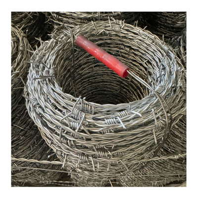 Barrière de fil de fer barbelé à double brin standard galvanisée BWG16 avec poignée