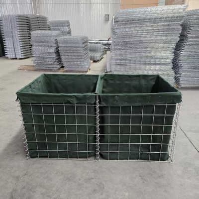 MIL1, MIL 7, MIL 10, MIL 12, MIL 19 2.74M Haut géotextile trempé à chaud revêtu de gabon soudé Hesco sac pour les barrières défensives militaires