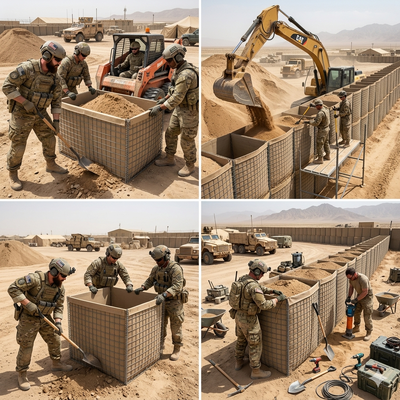 Barrières remplies de sable militaires lourdes