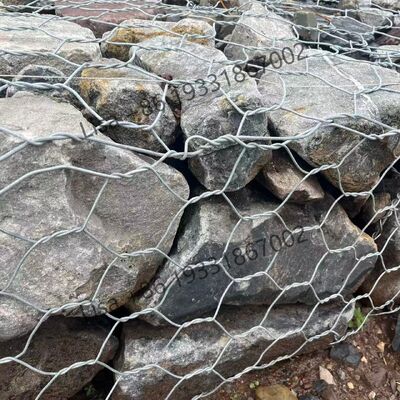 Protection de talus en gros 2x1x1m PVC tressé hexagonal Gabion 80x100mm Boîte de gabion galvanisée durable Galfan