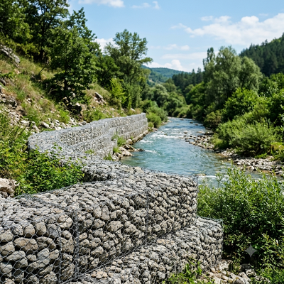 Paniers de gabions tissés hexagonaux enduits de PVC pour mur de soutènement