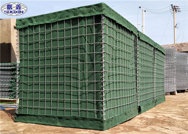 Galfan a enduit le vert militaire de barrières défensives de Hesco soudé par Linded de géotextile