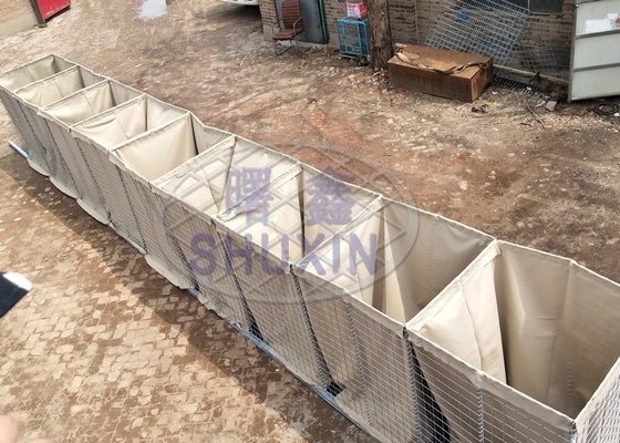 1 * la couleur de sable de 1* 5 M/5 barrières d'inondation de Hesco de cellules a galvanisé la sécurité escamotable le mil 3