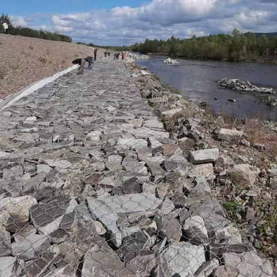 Grillage hexagonal d'anti panier de la rouille 2m Gabion de lutte contre les inondations