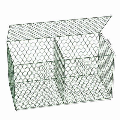 Le panier hexagonal du vert 6mx2mx0.3m Gabion de PVC a galvanisé le fil de fer Mesh Rock Box